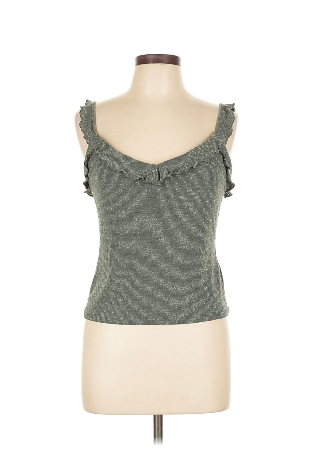 RALPH Ralph Lauren | Sage Green Ruffled Sweetheart Tank - Size L (Resale)