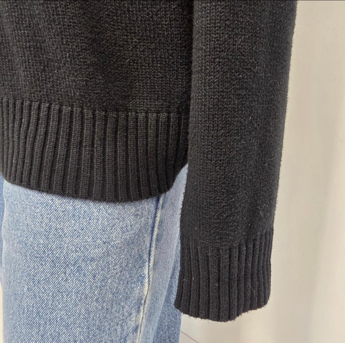 Polo Ralph Lauren | Vintage 1990s Cotton Quarter-Zip Sweater in Black - Size XL (Vintage)