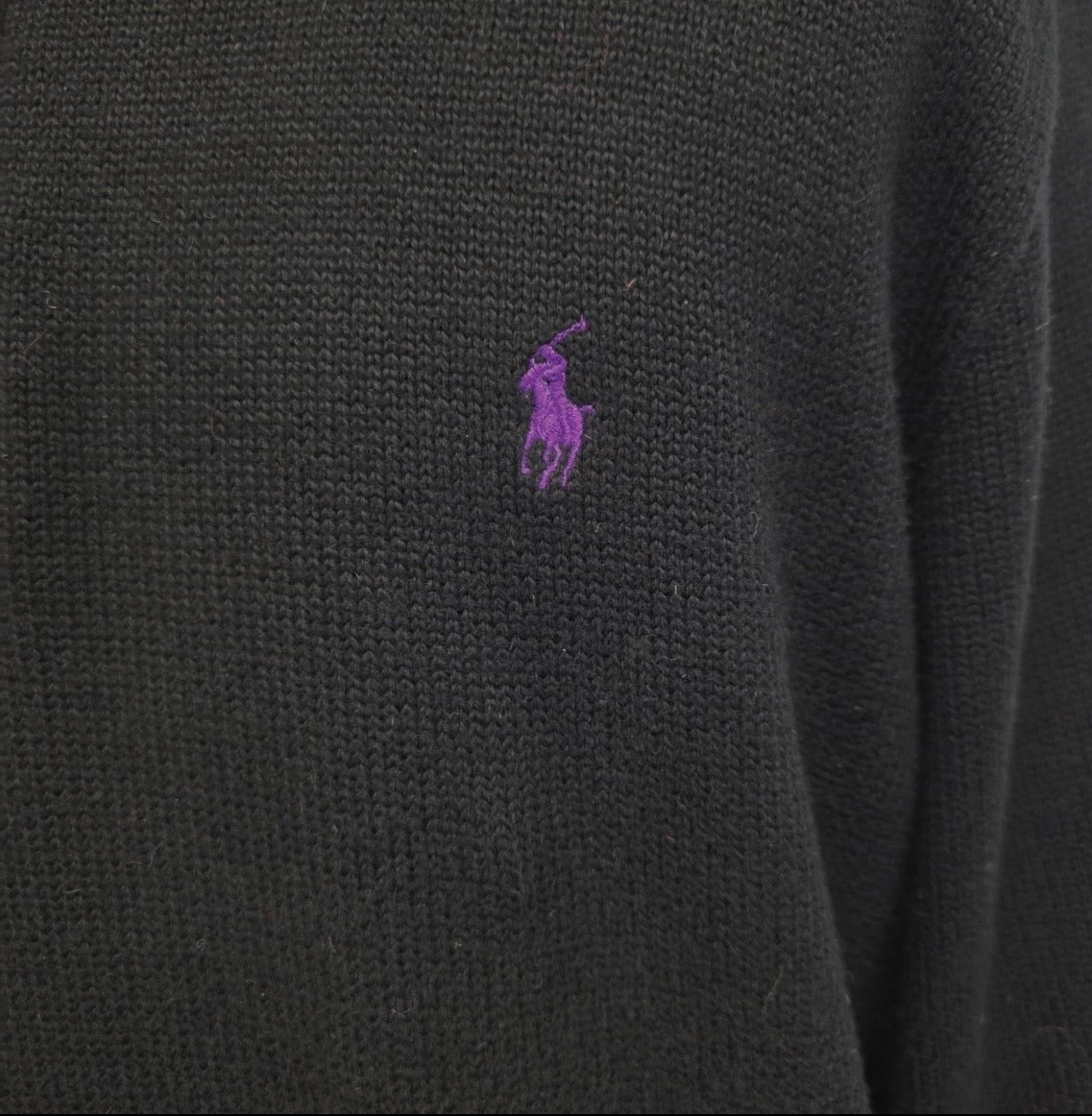 Polo Ralph Lauren | Vintage 1990s Cotton Quarter-Zip Sweater in Black - Size XL (Vintage)