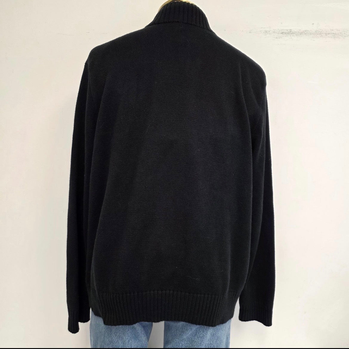 Polo Ralph Lauren | Vintage 1990s Cotton Quarter-Zip Sweater in Black - Size XL (Vintage)