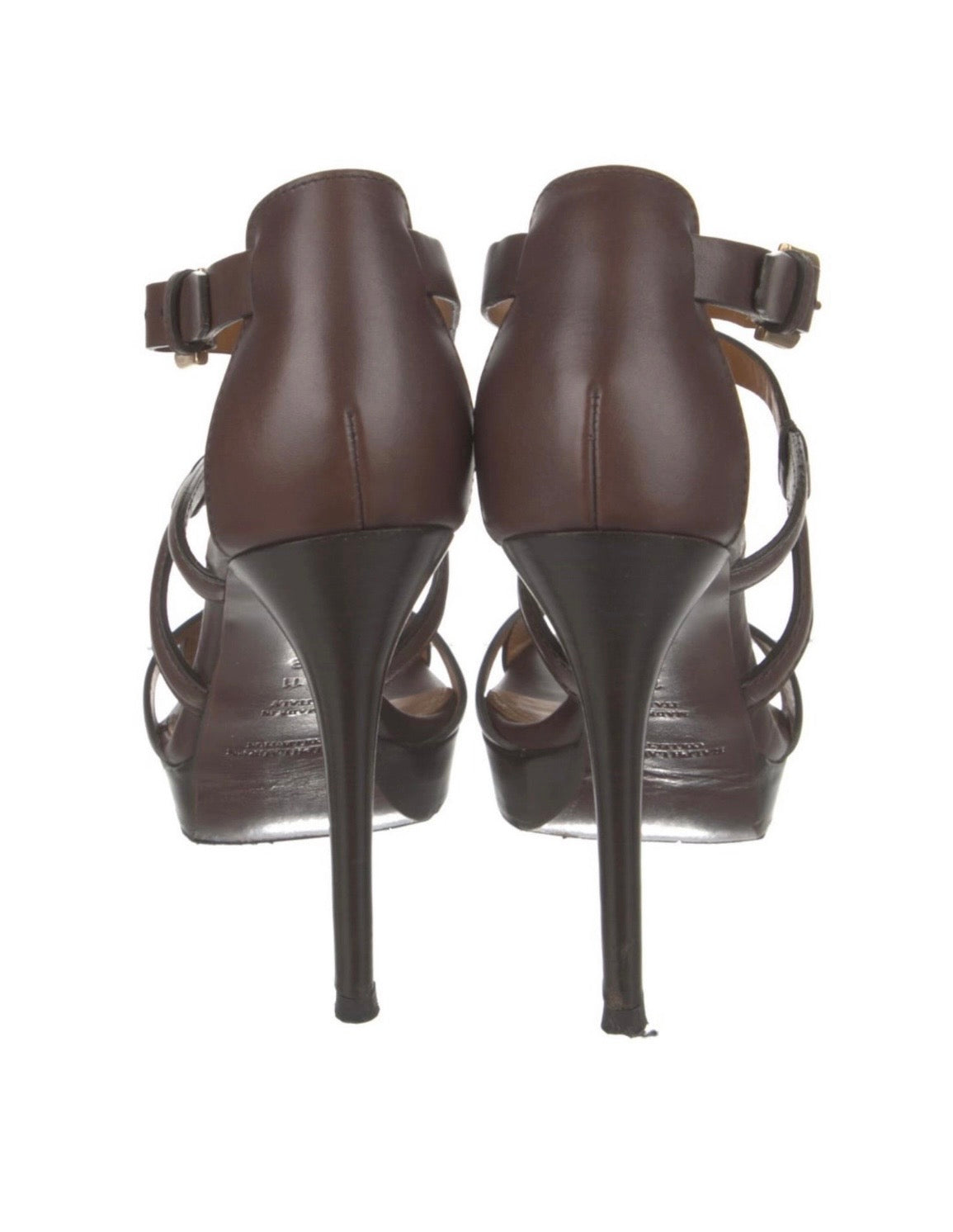 Ralph Lauren Purple Label Collection | “Jesita” Brown Calf Leather Platform Heels - Made in Italy - Size 10 (Resale)