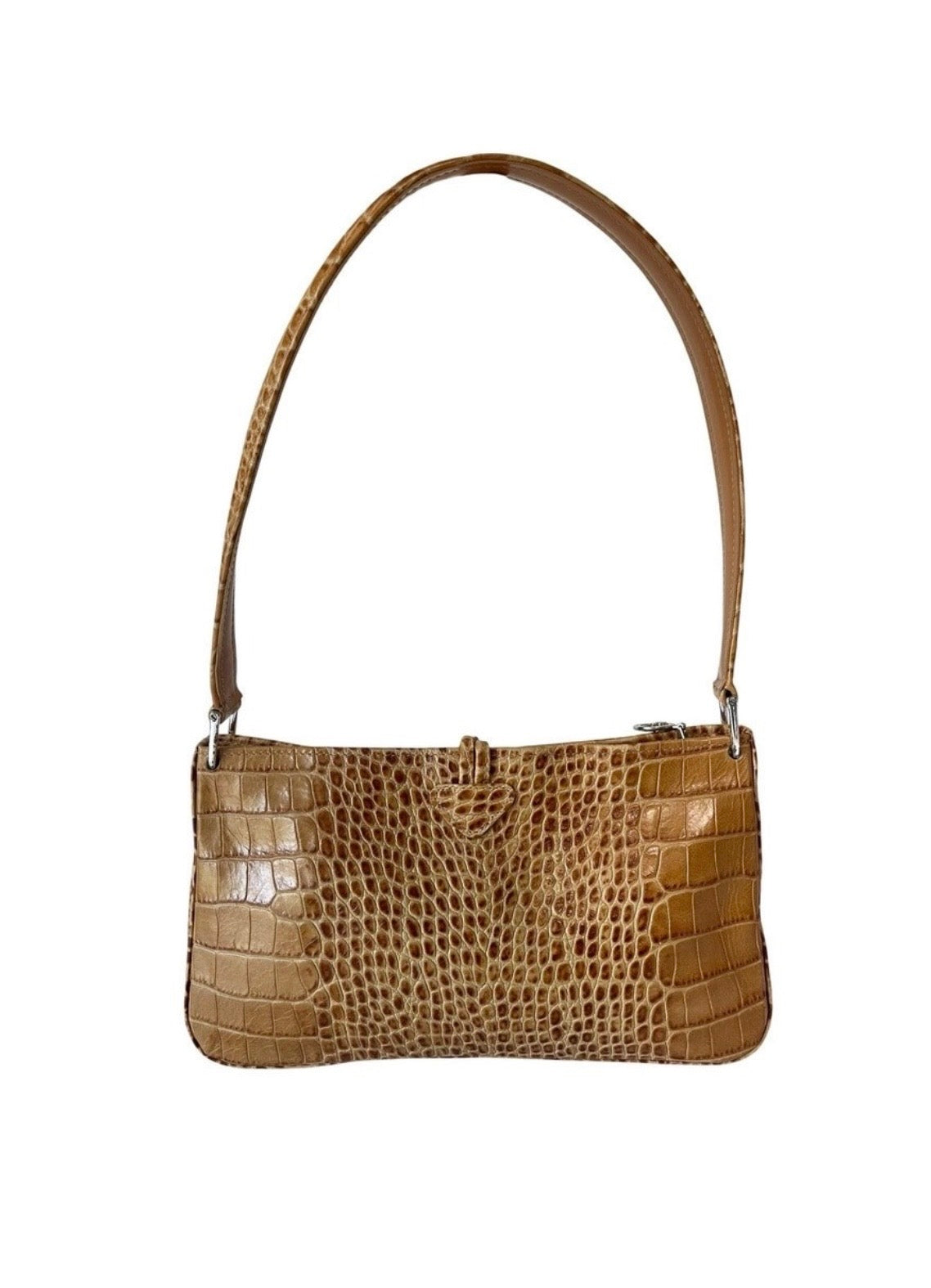 Longchamp | Roseau Croc-Embossed Leather Shoulder Bag - Vintage Y2K