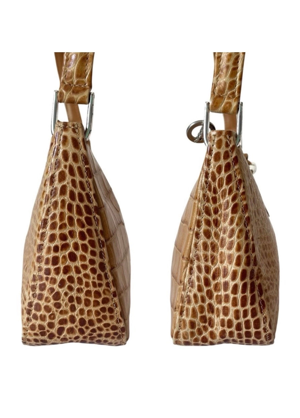 Longchamp | Roseau Croc-Embossed Leather Shoulder Bag - Vintage Y2K