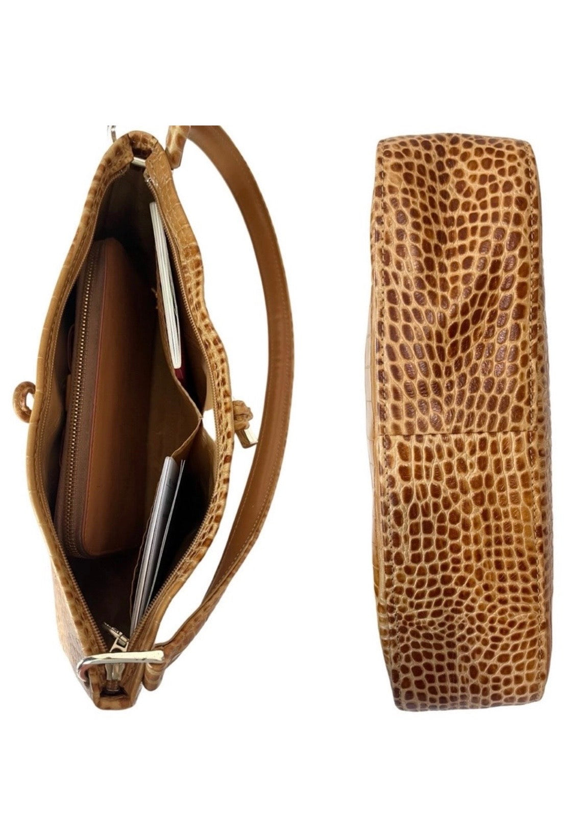 Longchamp | Roseau Croc-Embossed Leather Shoulder Bag - Vintage Y2K