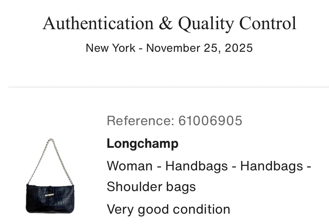 Longchamp | Roseau Black Croc-Embossed Leather Shoulder Bag - Vintage Y2K